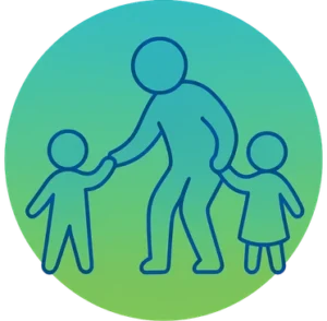adult walking with 2 children icon - Relative Choice
