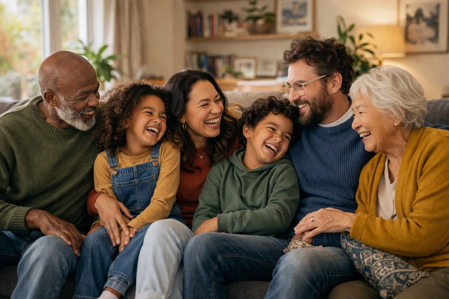chosen-family-enjoying-each-others-company-on-the-sofa Chosen family enjoying each others company on the sofa - Relative Choice